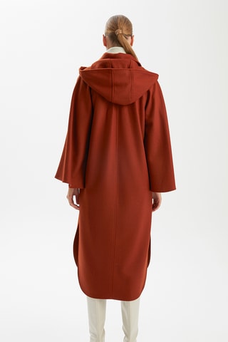 Sobretudo com capuz - Vermelho-tijolo