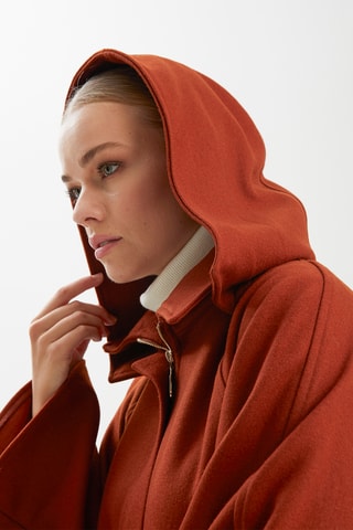Sobretudo com capuz - Vermelho-tijolo