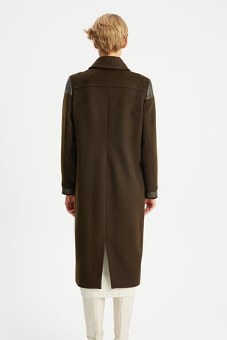 Sobretudo de lã - Caqui-escuro