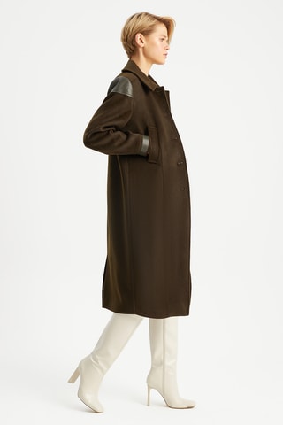 Sobretudo de lã - Caqui-escuro