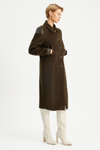 Sobretudo de lã - Caqui-escuro