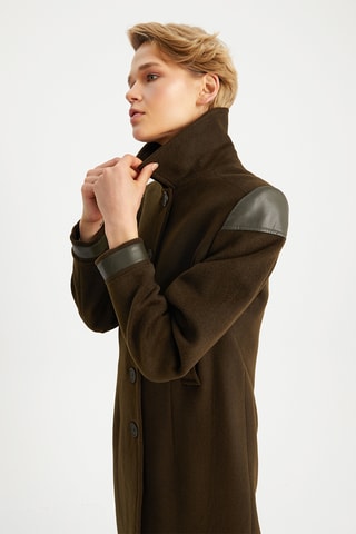 Sobretudo de lã - Caqui-escuro