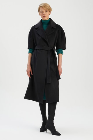 Sobretudo de lã Preto