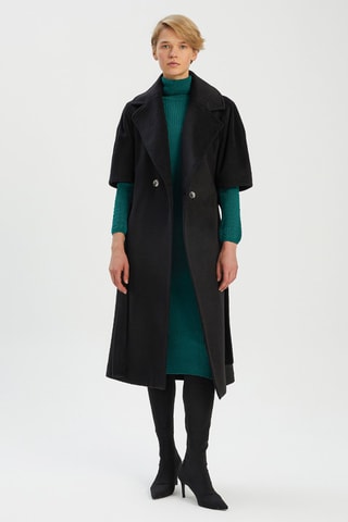 Sobretudo de lã Preto