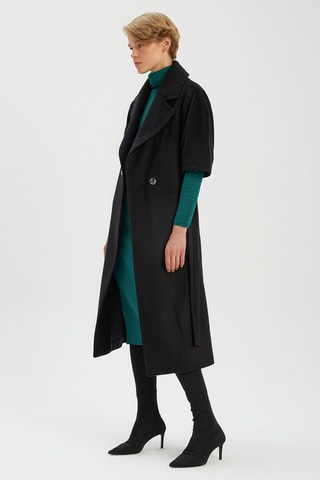 Sobretudo de lã Preto