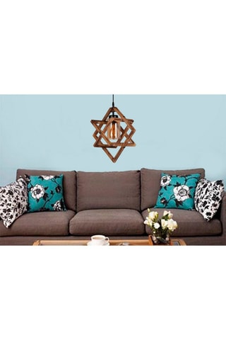 Lámpara de techo de madera Berlin Ahsap Tekli Sarkit Yanik - Natural y negro - 60 W