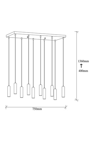 Lámpara de techo Tempo - Negro y dorado - 10 x 40 W