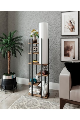 Lampadaire - Imitation noyer et marron - 60 W