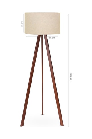 Lampadaire avec étagère en bois de hêtre Sorti 8743-4 - Naturel et noir - 60 W