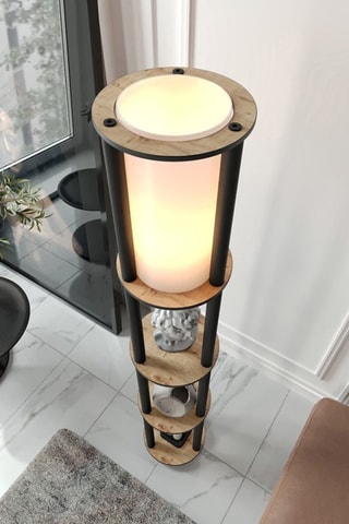 Lámpara de pie - Imitación nogal - 40 W - 150 cm