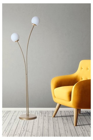 Lampadaire Rose - Doré et blanc