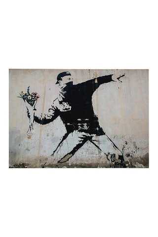 Cuadro «Lanzador de flores» - Banksy - 50 x 70 cm - Reproducción