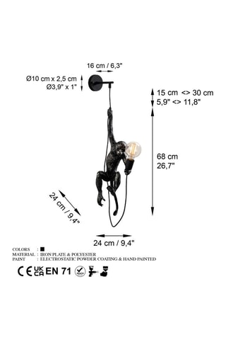 Aplique mural Singe 2 - Negro - 40 W