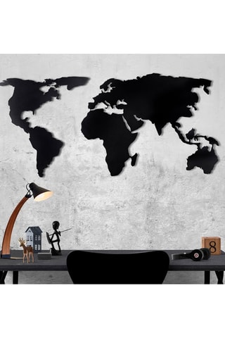 Décoration murale World Map Silhouette XL - 85 x 170 cm - Noir