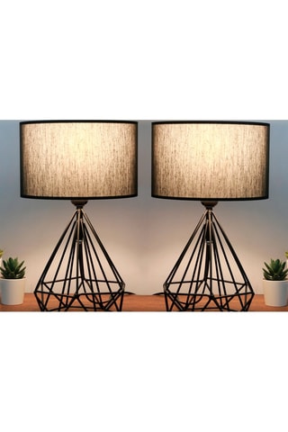 2 lámparas de sobremesa AYD-2974 - Negro - 60 W