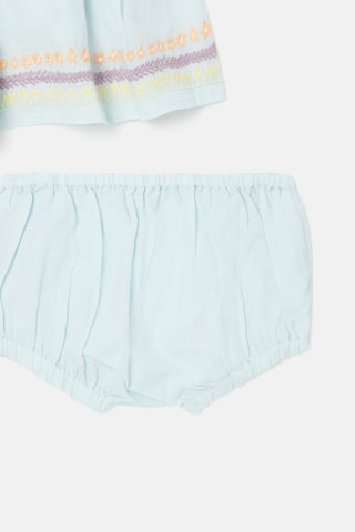 Robe-salopette et bloomer en lin - Bleu clair