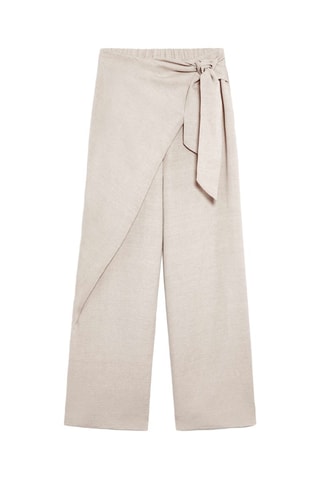 Pantalon taille haute en lin - Beige