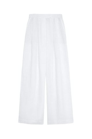 Pantalon taille haute en lin - Blanc