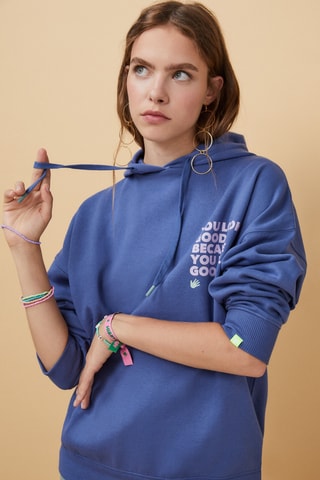 Sweat à capuche - Bleu cobalt et mauve