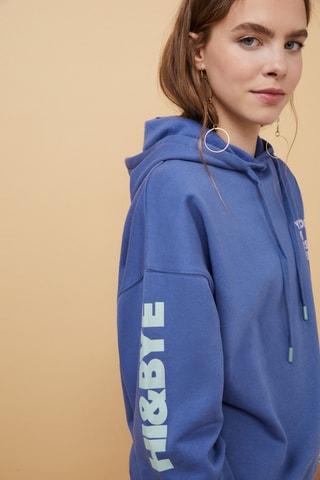 Sweat à capuche - Bleu cobalt et mauve