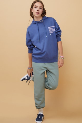 Sweat à capuche - Bleu cobalt et mauve