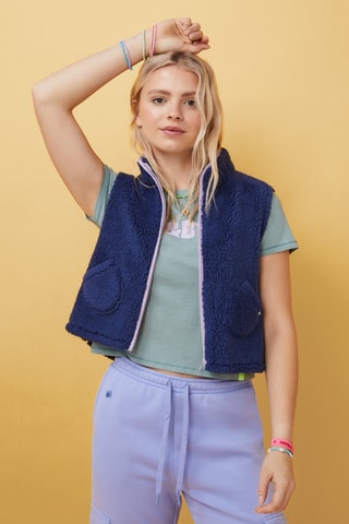 Veste sans manches - Bleu marine et mauve