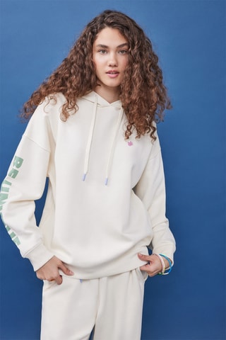 Sweat à capuche - Blanc et ciel