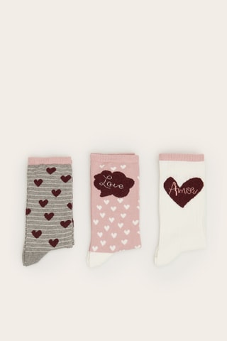 3 paires de chaussettes - Gris et rose