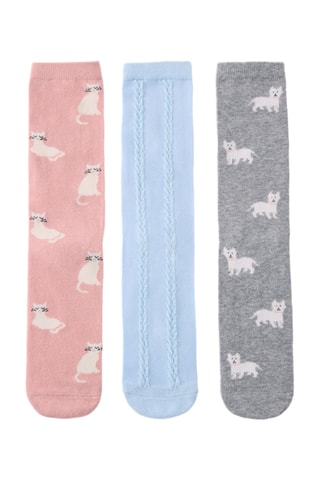 3 paires de chaussettes - ciel et rose poudré