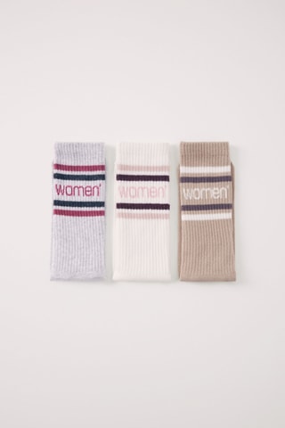 3 paires de chaussettes - gris chiné et blanc