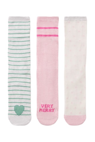 3 paires de chaussettes - Ecru et rose