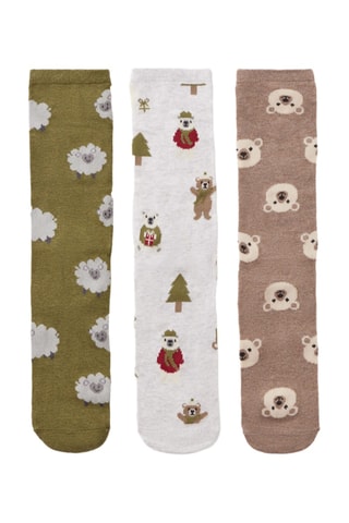 3 paires de chaussettes - Kaki et gris chiné