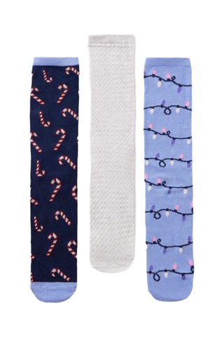 3 paires de chaussettes - Bleu et écru