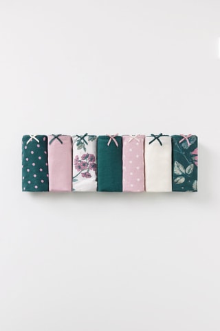 7 culottes - Vert foncé et rose