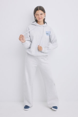 Sweat à capuche - Gris chiné et bleu