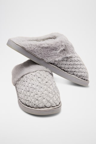 Pantoufles fourrées - Gris clair
