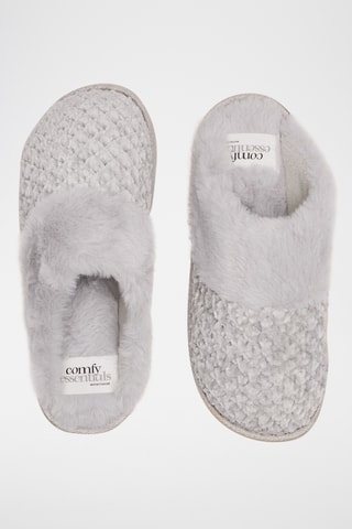 Pantoufles fourrées - Gris clair