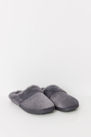 Pantoufles fourrées en velours - Gris foncé