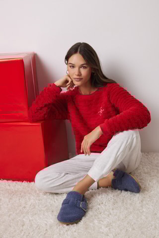 Pantoufles fourrées - Bleu foncé