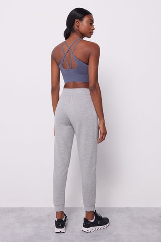 Jogging polaire taille haute - Gris clair chiné