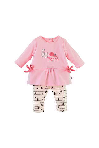 Túnica e leggings em veludo Dolly - Rosa e cru - Rosa