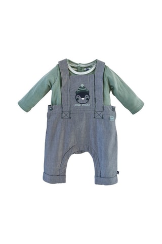 T-shirt e jardineiras às riscas Dristan Verde azeitona e azul-marinho - Azul e verde