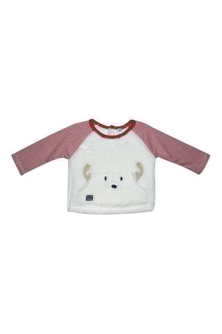 T-shirt e calças Branco e vermelho-tijolo - Branco, bege, vermelho e azul