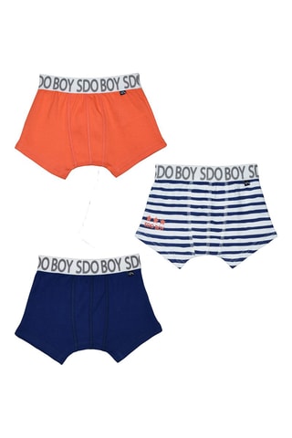 3 boxers - Azul-marinho, laranja e branco - Branco, azul e laranja