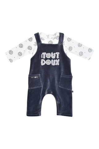 Jardineiras e t-shirt Cinzento e branco - Branco, preto e cinzento