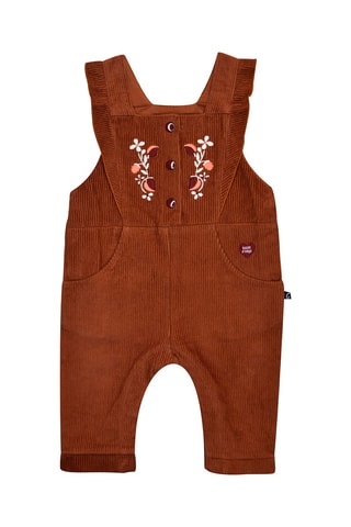 Jardineiras e t-shirt Castanho e branco - Branco e castanho