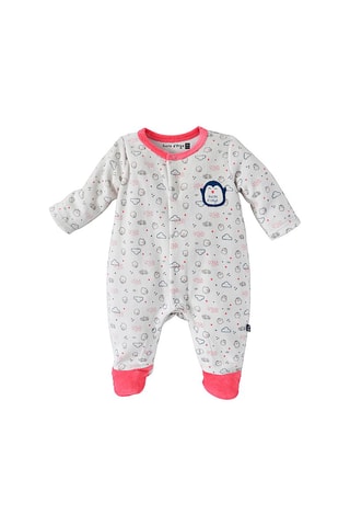 Babygro em veludo Daisie Branco e fúcsia - Branco e rosa