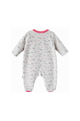 Babygro em veludo Daisie Branco e fúcsia - Branco e rosa