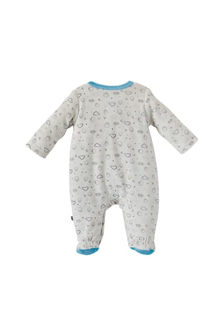Babygro em veludo Dani Branco e turquesa - Branco e azul