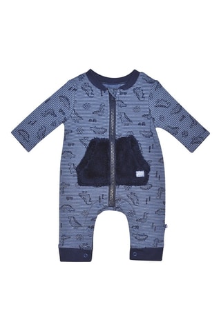 Macacão Ilan Azul escuro e branco - Branco e azul